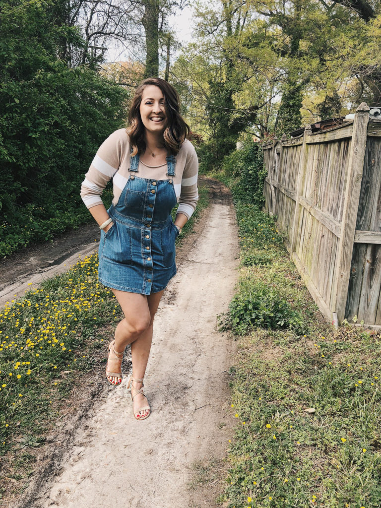 outfit of the day denim overall dress